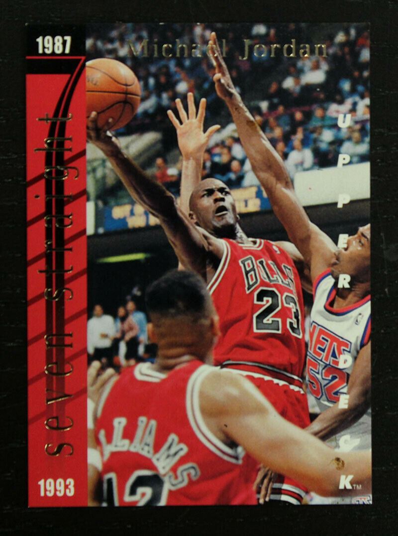 1993 UD 7 Straight & Scoring Titles Michael Jordan and Chamberlain Card