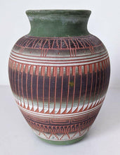 Load image into Gallery viewer, Navajo Pottery Vase - Signed A. Joe – 6″ - Terracotta, Green &amp; White

