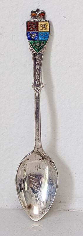 Vintage Sterling Silver & Enamel Souvenir Spoon - BANFF, Alberta Canada