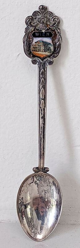 Vintage 900 Silver VIENNA Souvenir Spoon – Enamel Photo