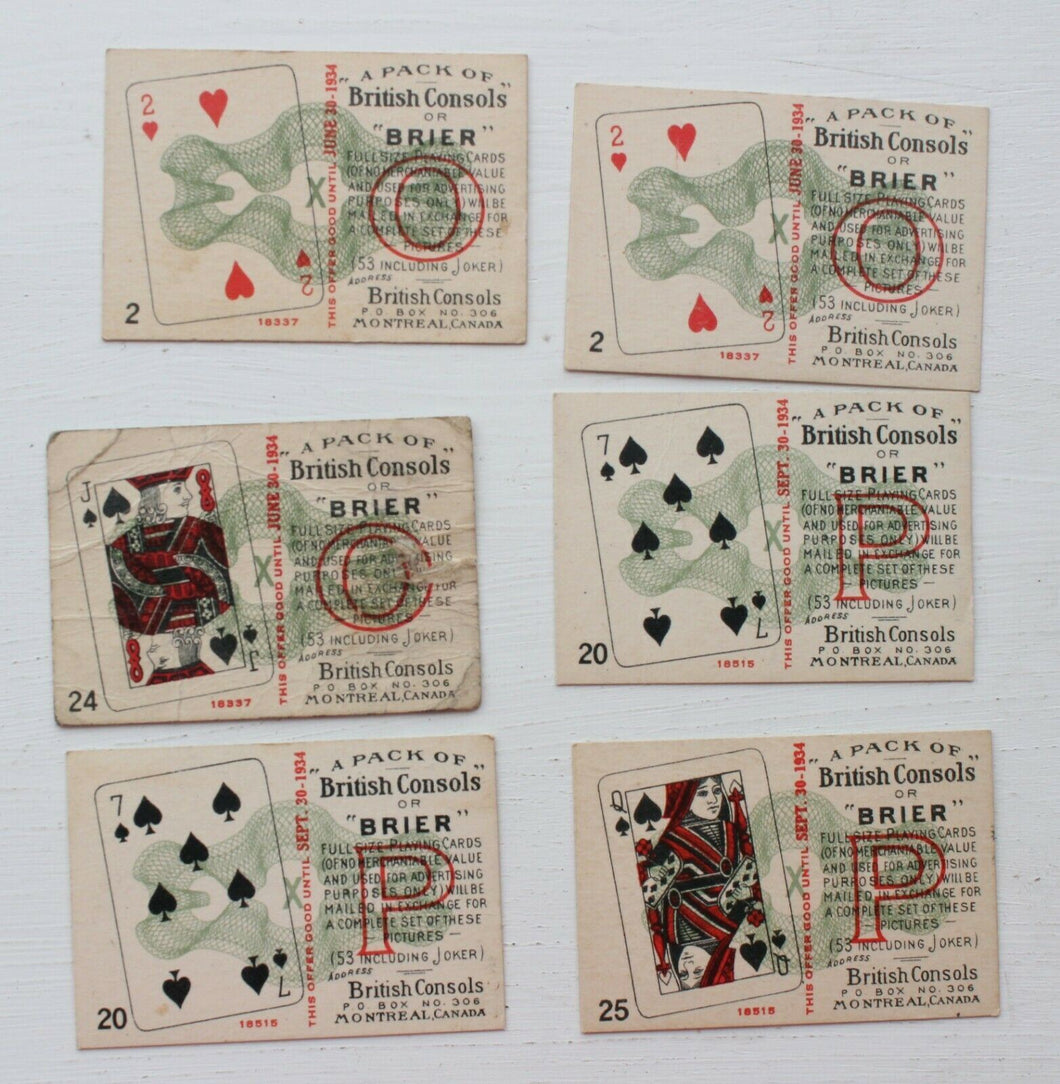 Lot of 1930's British Consols or Brier Tobacco Cards w/ Letter Backs