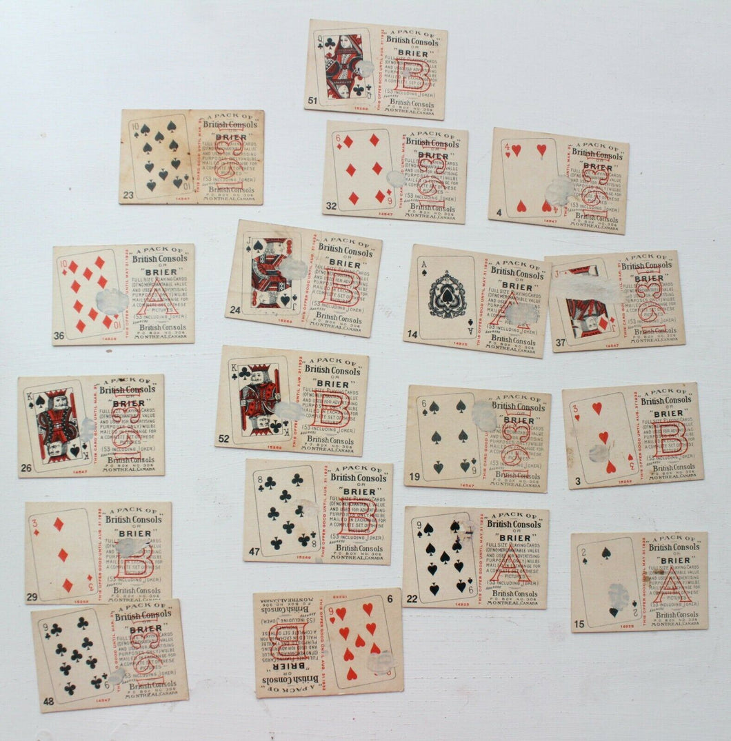 Lot of 1930's British Consols or Brier Tobacco Cards w/ Heart Backs