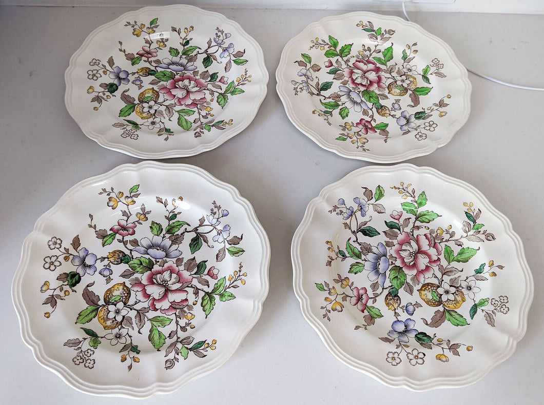 4 Royal Doulton Dinner Plates - Monmouth Pattern - Made in England