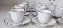 Load image into Gallery viewer, Set of 12 Rorstrand - Sweden - Gold Rimmed &amp; Ribbed Demitasse Cups &amp; Saucers
