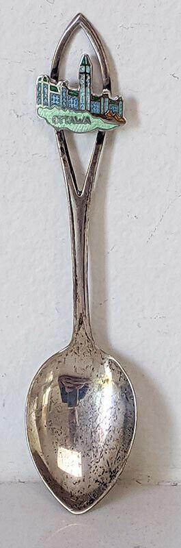 Vintage Sterling Silver & Enamel Souvenir Spoon - OTTAWA Ontario Canada