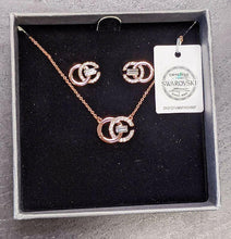 Load image into Gallery viewer, Beautiful Rose Tone Crystals by SWAROVSKI Necklace &amp; Stud Earring Set
