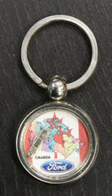 Load image into Gallery viewer, Vintage Ford Canada Key Chain w/ Map of Canada &amp; Movable Mustang
