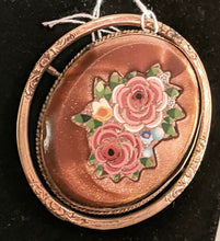 Load image into Gallery viewer, Vintage 10Kt Yellow Gold Mourning Brooch / Pin With Hand Painted Gladstone Glass
