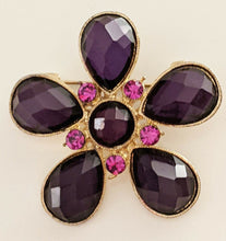 Load image into Gallery viewer, Gold Tone Purple &amp; Pink Brooch -- Flower
