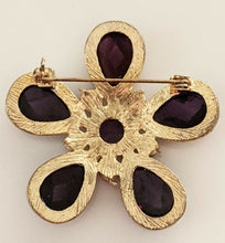 Load image into Gallery viewer, Gold Tone Purple &amp; Pink Brooch -- Flower
