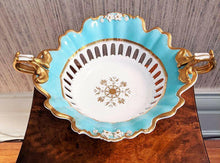 Load image into Gallery viewer, Davenport, Longport Staffordshire, Pedestal Compote Bowl - Teal &amp; Gold - AS IS

