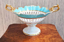 Load image into Gallery viewer, Davenport, Longport Staffordshire, Pedestal Compote Bowl - Teal &amp; Gold - AS IS
