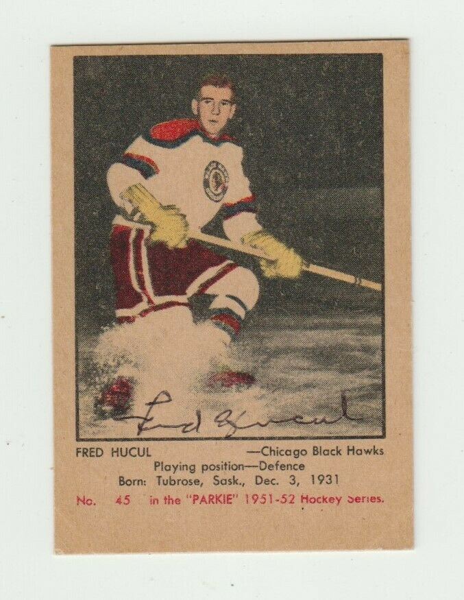 1951 Parkhurst Fred Hucul #45 Signed Hockey Card