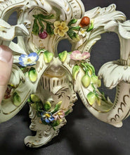 Load image into Gallery viewer, Pair of Vintage Ceramic Wall Sconces / Candle Holders - Floral Detail
