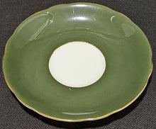Load image into Gallery viewer, COALPORT Bone China Cup &amp; Saucer - Olive Green, Gold Rim, Bouquet In Bowl
