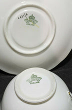 Load image into Gallery viewer, AYNSLEY Fine Bone China Cup &amp; Saucer -- Soft Green, Gold Trim, Bouquet In Bowl
