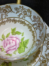 Load image into Gallery viewer, STANLEY Fine Bone China Cup &amp; Saucer - Blue &amp; Gold With Roses In Bowl
