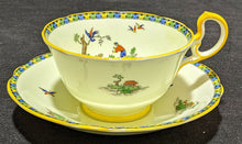 Load image into Gallery viewer, AYNSLEY Fine Bone China Cup &amp; Saucer - Yellow, Blue &amp; Green - Summertime Fun
