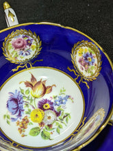 Load image into Gallery viewer, PARAGON Fine Bone China Cup &amp; Saucer - Cobalt Blue &amp; Bouquets, Gold Rim
