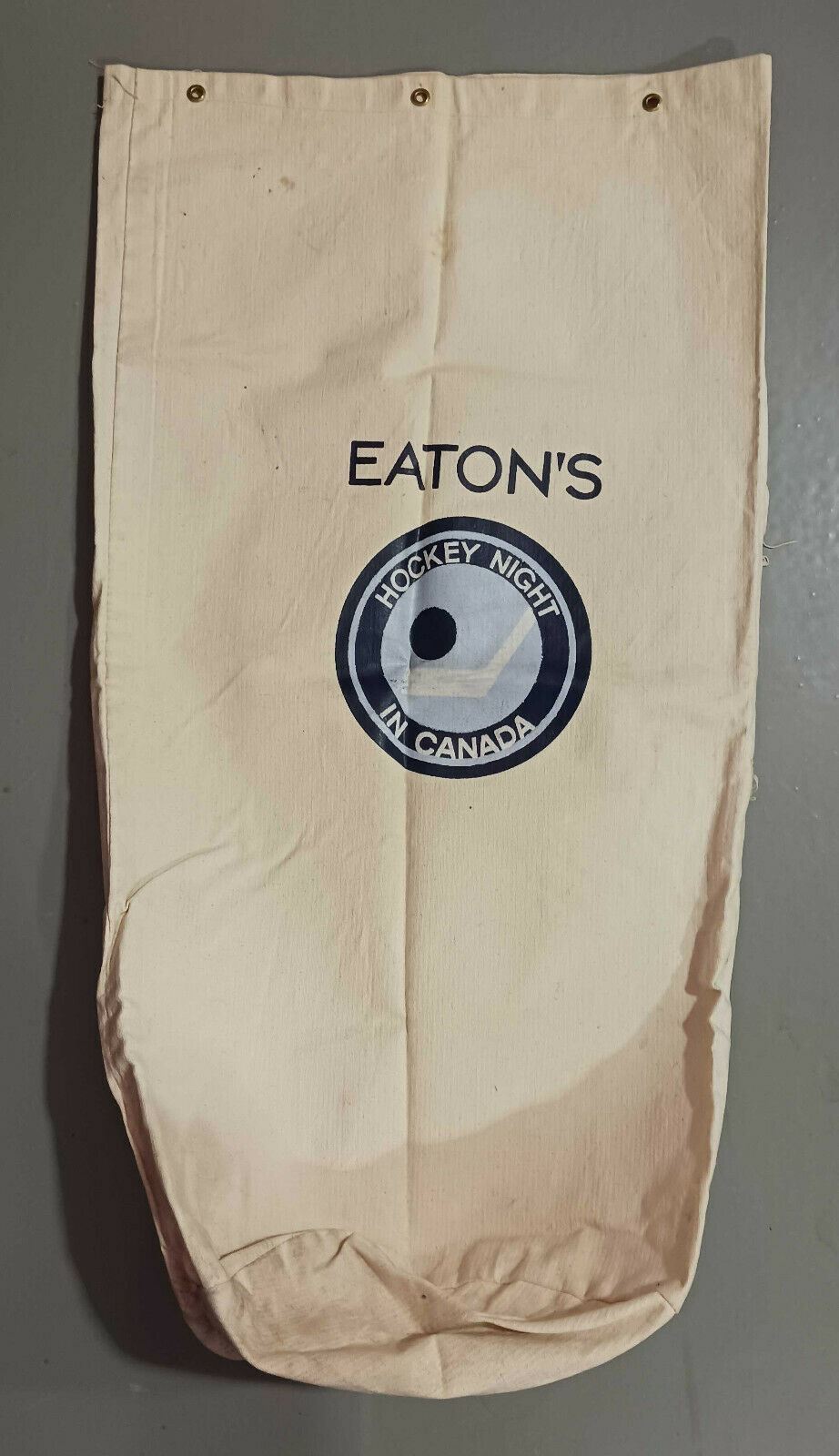 1970's Eaton's Hockey Night In Canada Heavy Canvas Drum Bag