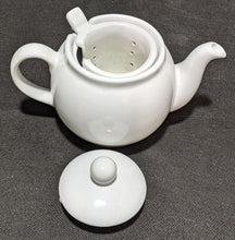 Load image into Gallery viewer, Small, White Ceramic Bachelors Teapot With Infuser Inside
