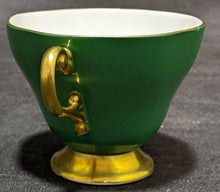 Load image into Gallery viewer, Foley Bone China Tea Cup - Green With Gold Handle &amp; Trim - Bouquet In Bowl
