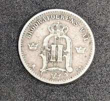 Load image into Gallery viewer, Rare - 1875 Sweden 25 Ore Silver Coin
