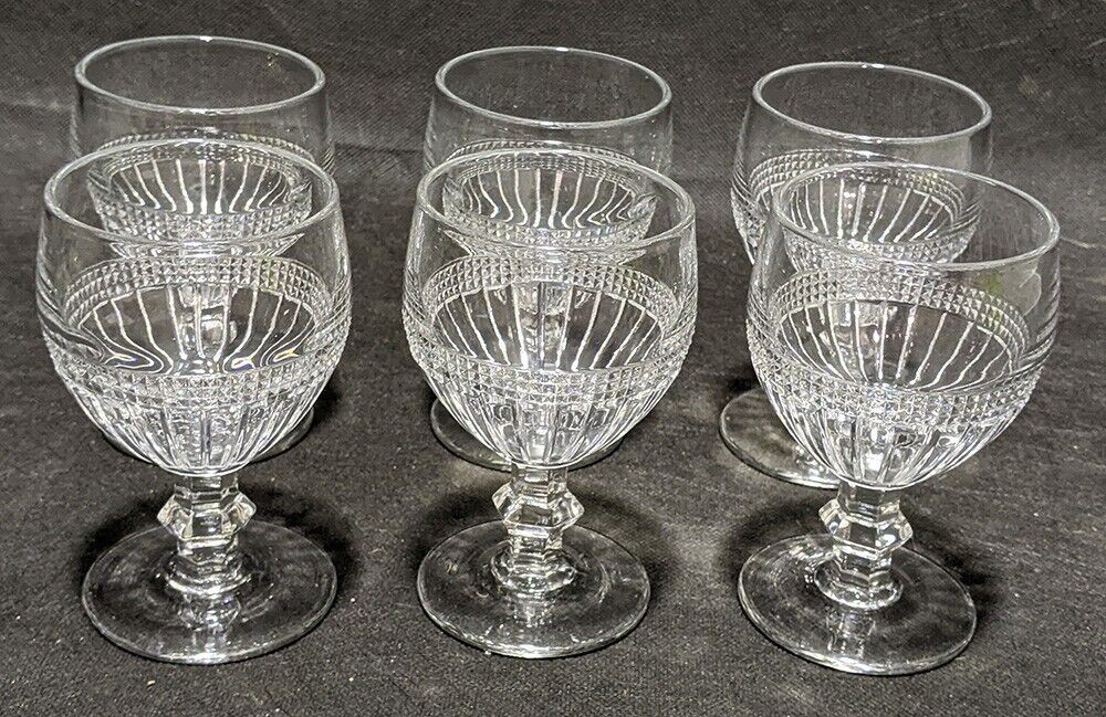 6 Pressed Glass Water Goblets