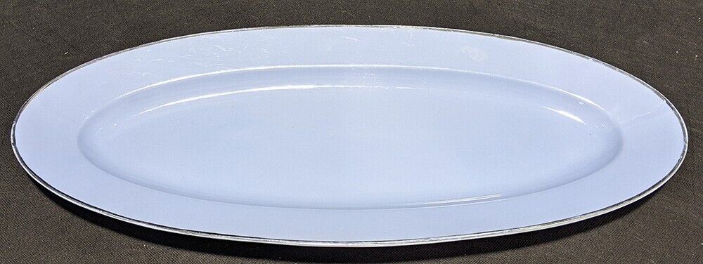 Blue With Platinum Rim Oval Fish Serving Platter by Johann Haviland