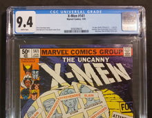 Load image into Gallery viewer, CGC 9.4 White Pages Graded X-Men #141 Marvel Comics, 1/81
