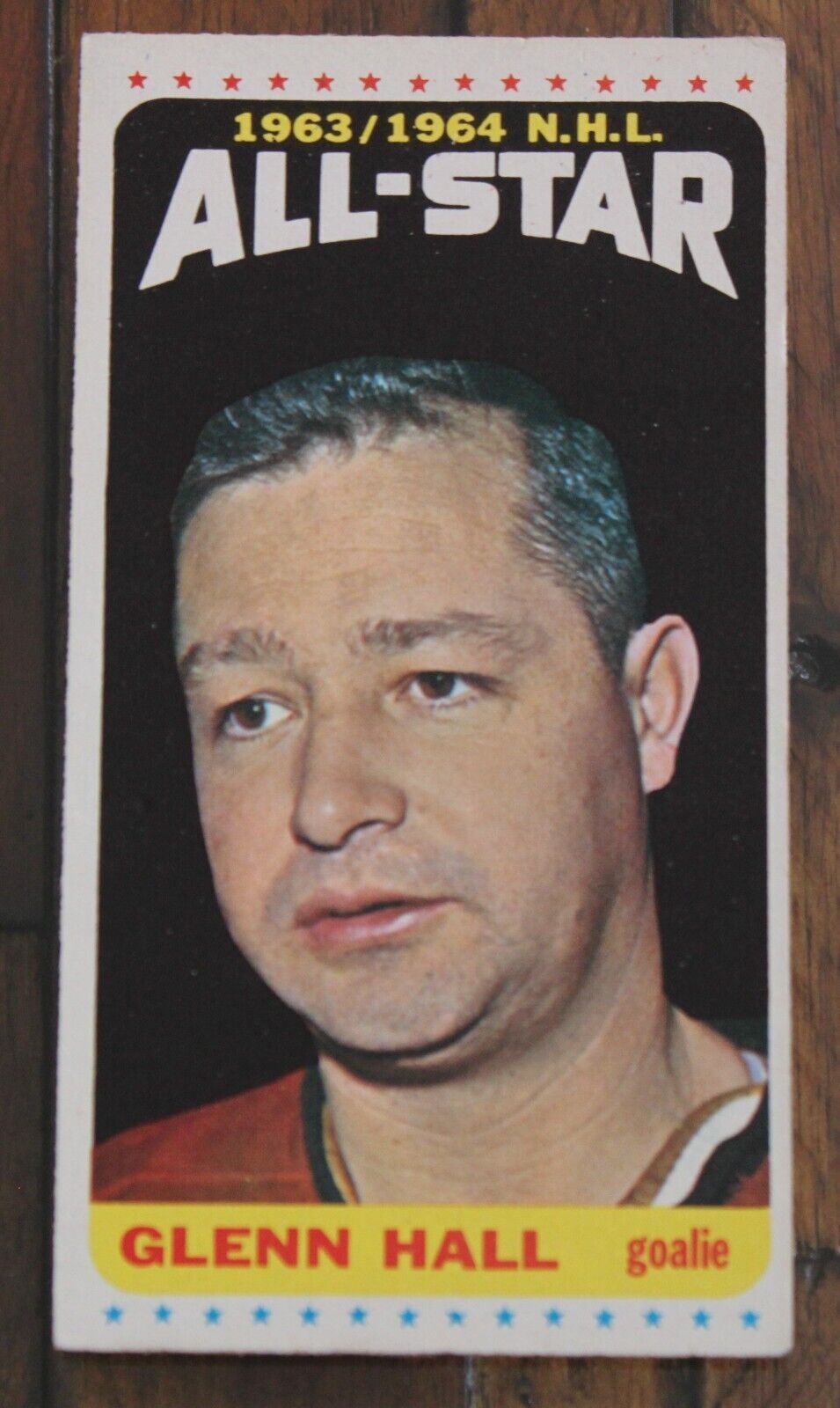 1964 Topps Glenn Hall All Star #110 Hockey Card, Tall Boy, EX, Last Card