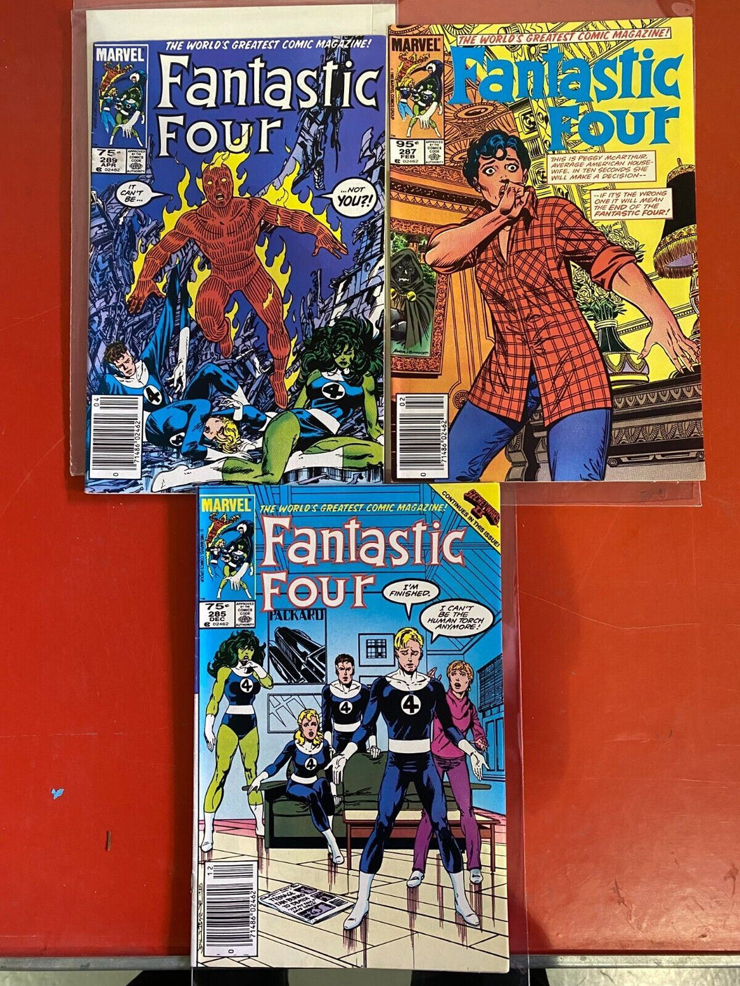 1985 Marvel Comics Fantastic Four Issue #285, #287 and #289