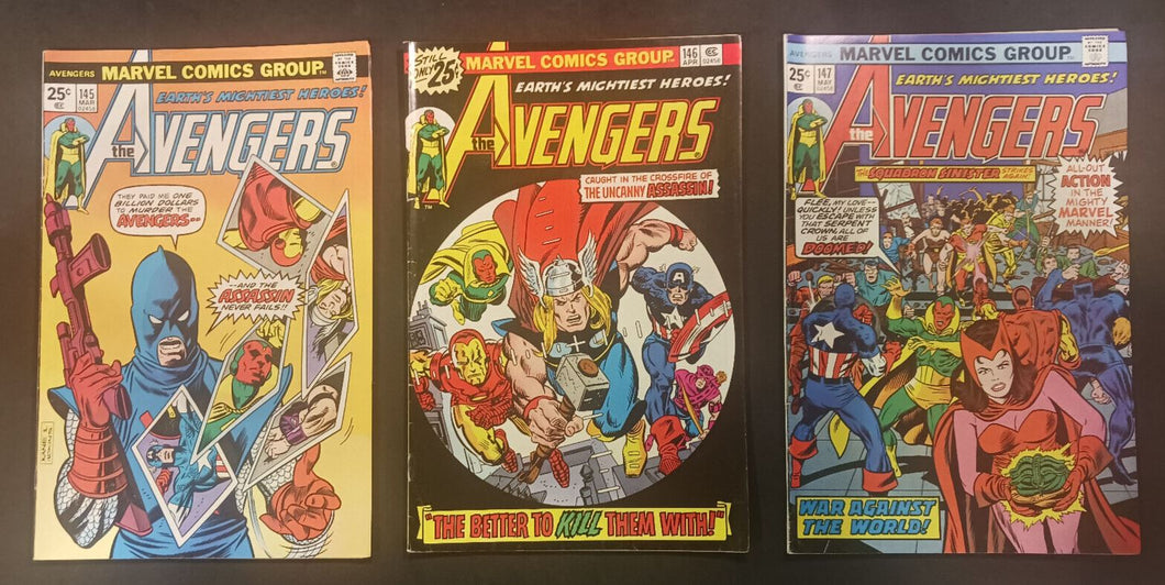 1975-76 Marvel Comics The Avengers #145,146 and 147