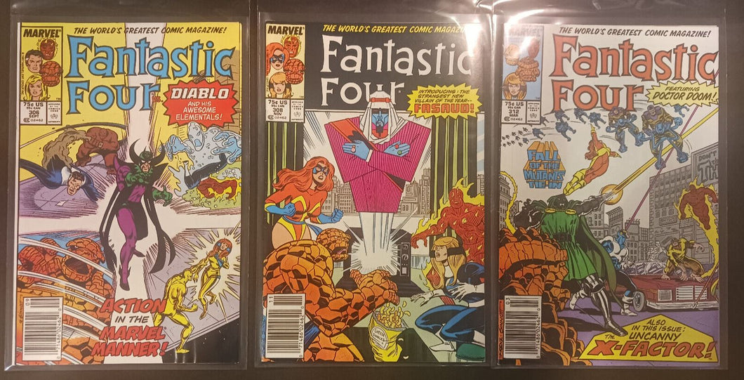 1987 Marvel Comics Fantastic Four #306,308 and 312 Newsstand