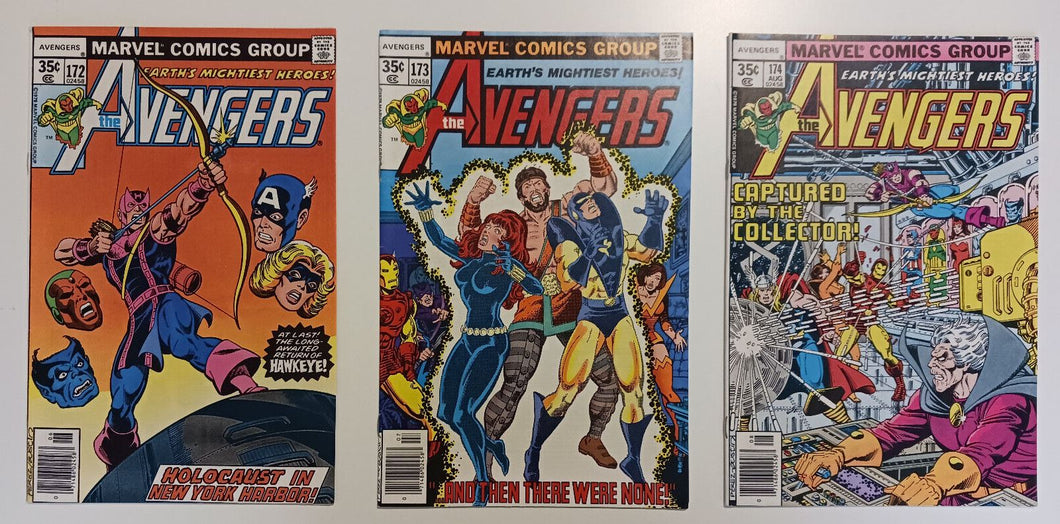 1978 Marvel Comics The Avengers #172,173 and 174 Newsstand Lot