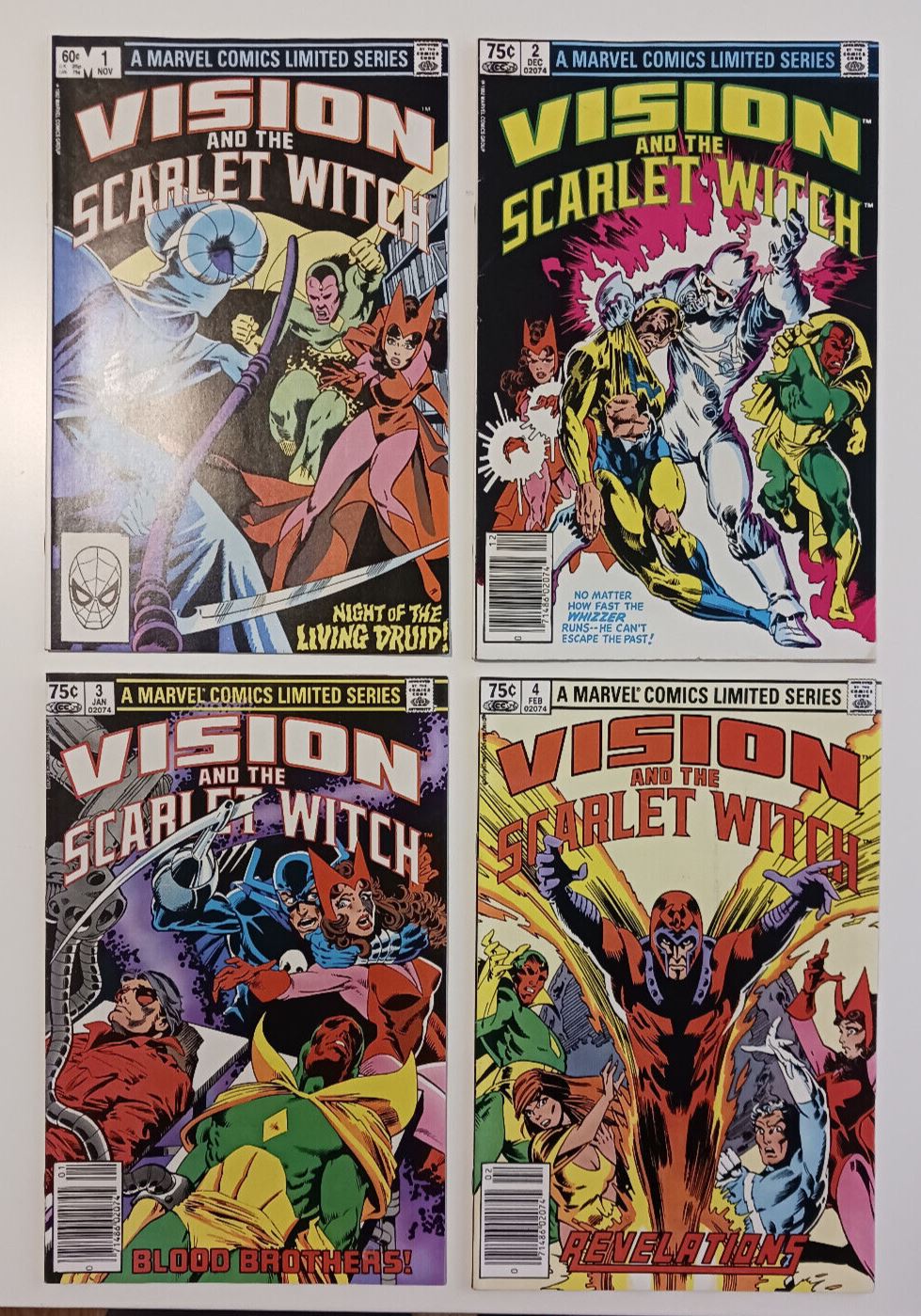1982-83 Marvel Comics Vision and the Scarlet Witch #1,2,3 and 4 Lot Newsstand