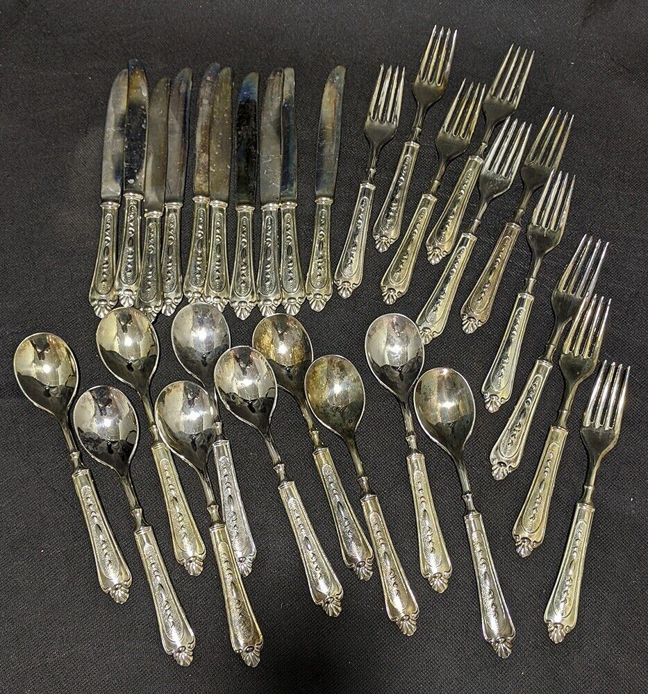 Vintage Silver Plated Flatware Set - Setting for 10 - Made in Italy