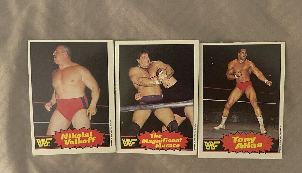 WWF O Pee Chee Cards #1 Volkoff, #2 Muraco, #Atlas #3 1985