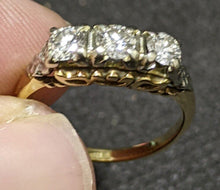 Load image into Gallery viewer, 18 Kt Yellow Gold 3 Natural Diamond Past Present Future Ring - Size 7
