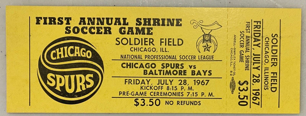 1967 Shrine Soccer Game Ticket Proof Chicago Spurs Soldier Field