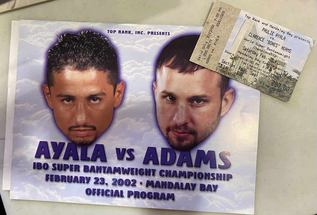 2002 Ayala VS Bones Adams Program and Ticket