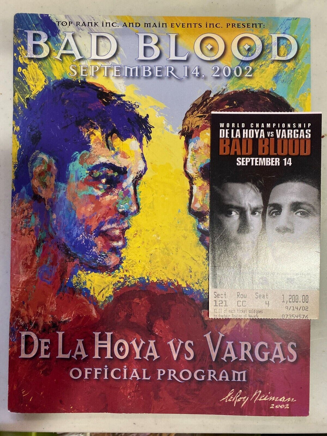 2002 De La Hoya VS Vargas Program and 1 Ticket
