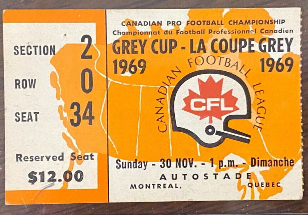 1969 CFL Grrey Cup Ticket stub