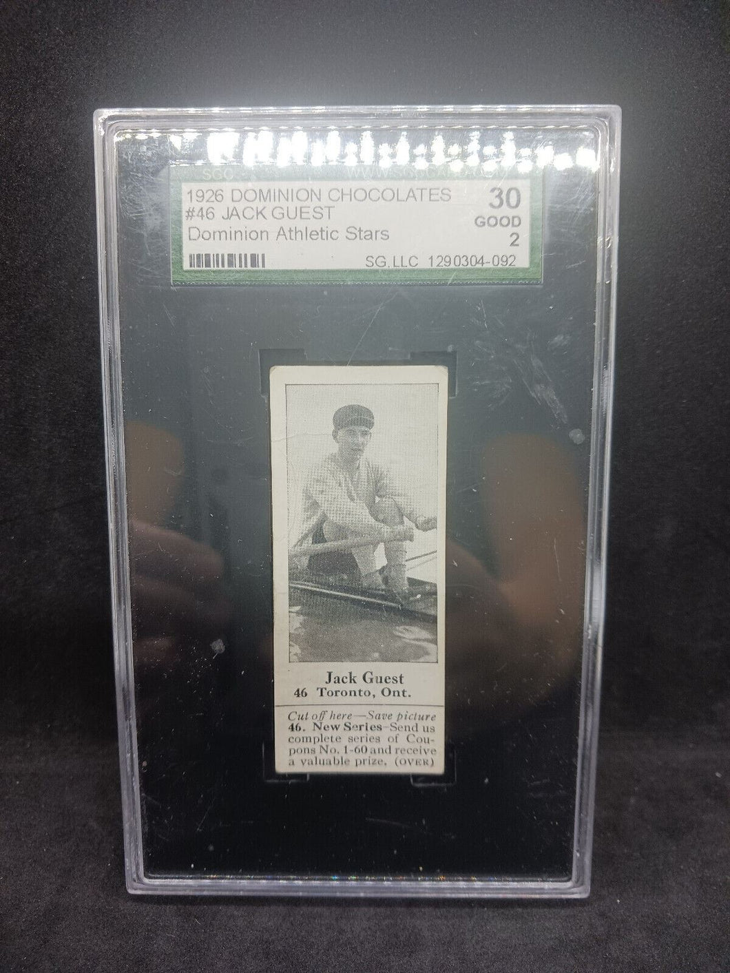1926 Dominion Chocolates Graded Card – #46 Jack Guest SGC 30 GOOD 2