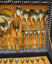 Load image into Gallery viewer, Silver Tone Flatware Set - Place Setting For 12 - With Serving Pieces - In Box
