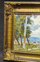 Load image into Gallery viewer, Gold Tone Wooden Frame - W.T. Wood - Forest &amp; Lake Scene

