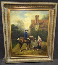 Load image into Gallery viewer, Large Original Artwork - Oil on Canvas - Man on Horse, Woman &amp; Dog
