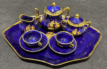 Load image into Gallery viewer, Vintage LIMOGES Porcelain Cobalt &amp; Gold Miniature Tea Set - Courting - 10 Pc.
