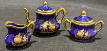 Load image into Gallery viewer, Vintage LIMOGES Porcelain Cobalt &amp; Gold Miniature Tea Set - Courting - 10 Pc.
