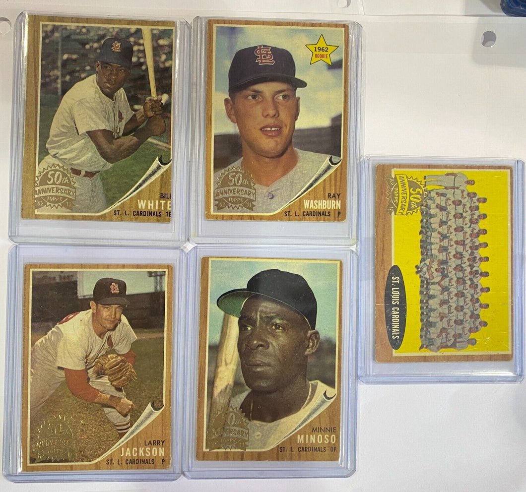2011 Topps Heritage 50th Anniversary 1962 Buybacks St. Louis Cardinals lot of 5